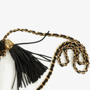 Chanel Vintage CC Diamond Black Quilted Lambskin Tassel Bag