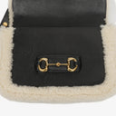 Gucci Black And White Leather/Shearling Horsebit 1955 Shoulder Bag
