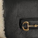 Gucci Black And White Leather/Shearling Horsebit 1955 Shoulder Bag