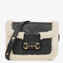 Gucci Black And White Leather/Shearling Horsebit 1955 Shoulder Bag