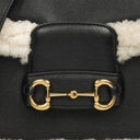 Gucci Black And White Leather/Shearling Horsebit 1955 Shoulder Bag