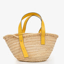 Loewe Neutral/Yellow Raffia Basket Bag