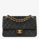 Chanel Vintage Medium Classic Double Flap Bag Black Quilted Leather 24K Gold-Plated Hardware