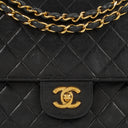 Chanel Vintage Medium Classic Double Flap Bag Black Quilted Leather 24K Gold-Plated Hardware