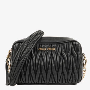 Miu Miu Matelasse Nero Leather Shoulder Bag