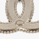 Chanel Metal And Black Leather CC Brooch