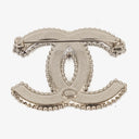 Chanel Metal And Black Leather CC Brooch