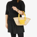 Loewe Neutral/Yellow Raffia Basket Bag