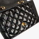 Chanel Single Flap Bag Black Quilted Patent Leather With 24K Gold-Plated Hardware