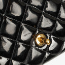 Chanel Single Flap Bag Black Quilted Patent Leather With 24K Gold-Plated Hardware