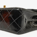 Chanel Single Flap Bag Black Quilted Patent Leather With 24K Gold-Plated Hardware