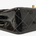 Chanel Single Flap Bag Black Quilted Patent Leather With 24K Gold-Plated Hardware