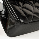 Chanel Single Flap Bag Black Quilted Patent Leather With 24K Gold-Plated Hardware