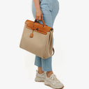 Hermes Herbag MM Vache Hunter Criss Viking Ecru Beige Naturel 2 Way Shoulder Bag