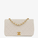 Chanel Small Classic White Quilted Lambskin Full Flap With 24K Gold-Plated Hardware