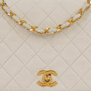 Chanel Small Classic White Quilted Lambskin Full Flap With 24K Gold-Plated Hardware