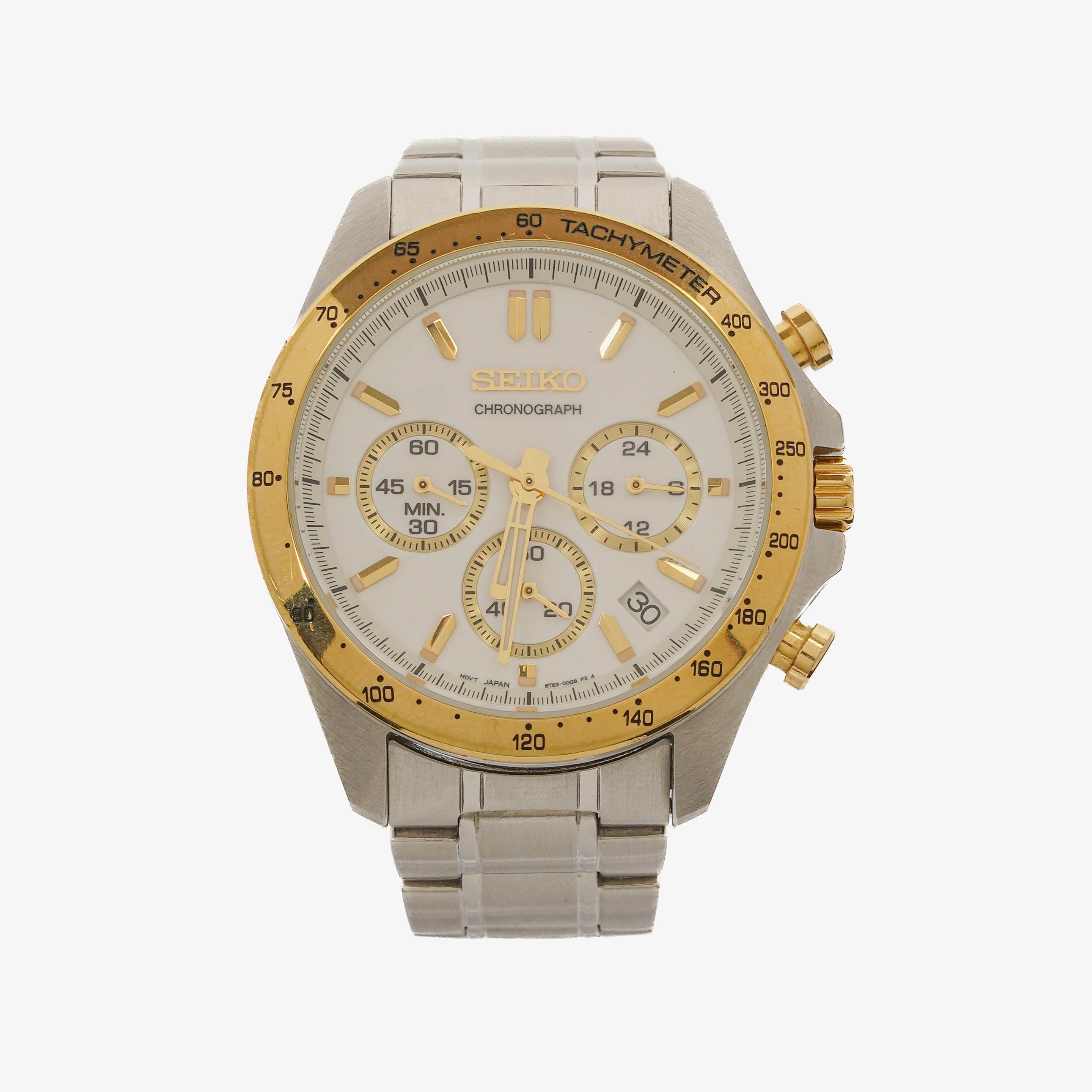 Seiko Spirit Chronograph White 10 Bar Water Resistant Stainless Steel Men's Watch