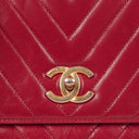 Chanel Large Red Chevron Quilted Calfskin Coco Handle Flap&nbsp;