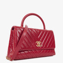 Chanel Large Red Chevron Quilted Calfskin Coco Handle Flap&nbsp;