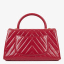 Chanel Large Red Chevron Quilted Calfskin Coco Handle Flap&nbsp;