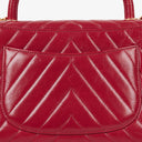 Chanel Large Red Chevron Quilted Calfskin Coco Handle Flap&nbsp;