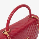 Chanel Large Red Chevron Quilted Calfskin Coco Handle Flap&nbsp;
