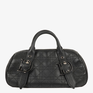 Christian Dior D Buckle Black Cannage Quilted Leather Handbag