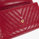 Chanel Large Red Chevron Quilted Calfskin Coco Handle Flap&nbsp;