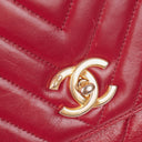 Chanel Large Red Chevron Quilted Calfskin Coco Handle Flap&nbsp;