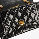 Chanel Mini Full Flap Black Quilted Patent Leather Vintage Bag