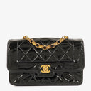 Chanel Mini Full Flap Black Quilted Patent Leather Vintage Bag