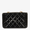 Chanel Mini Full Flap Black Quilted Patent Leather Vintage Bag