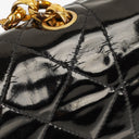 Chanel Mini Full Flap Black Quilted Patent Leather Vintage Bag