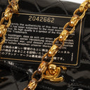 Chanel Mini Full Flap Black Quilted Patent Leather Vintage Bag