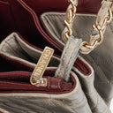 Chanel Grey Quilted Crumpled Calfskin Single Flap Bag
