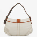 Coach White/Brown Leather Soho Buckle Flap Shoulder Bag
