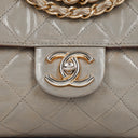 Chanel Grey Quilted Crumpled Calfskin Single Flap Bag