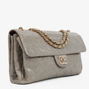 Chanel Grey Quilted Crumpled Calfskin Single Flap Bag