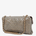 Chanel Grey Quilted Crumpled Calfskin Single Flap Bag