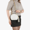 Chanel CC Double Chain White Shoulder Bag