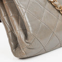 Chanel Grey Quilted Crumpled Calfskin Single Flap Bag