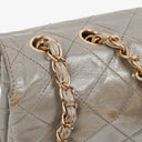 Chanel Grey Quilted Crumpled Calfskin Single Flap Bag