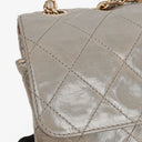 Chanel Grey Quilted Crumpled Calfskin Single Flap Bag