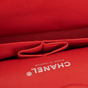 Borsa Chanel Timeless Classic Double Flap in Pelle Verniciata a Righe Rosse e Gialle con Finiture Argento