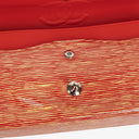 Borsa Chanel Timeless Classic Double Flap in Pelle Verniciata a Righe Rosse e Gialle con Finiture Argento