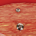 Borsa Chanel Timeless Classic Double Flap in Pelle Verniciata a Righe Rosse e Gialle con Finiture Argento