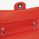 Borsa Chanel Timeless Classic Double Flap in Pelle Verniciata a Righe Rosse e Gialle con Finiture Argento