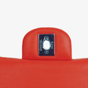 Borsa Chanel Timeless Classic Double Flap in Pelle Verniciata a Righe Rosse e Gialle con Finiture Argento