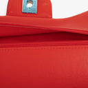 Borsa Chanel Timeless Classic Double Flap in Pelle Verniciata a Righe Rosse e Gialle con Finiture Argento
