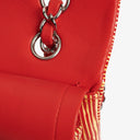 Borsa Chanel Timeless Classic Double Flap in Pelle Verniciata a Righe Rosse e Gialle con Finiture Argento